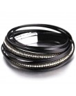 ALLYES wielowarstwowe skórzane bransoletki dla kobiet Femme 6 kolorów zapięcie magnetyczne Crystal Bohemian Double Wrap bransole