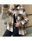 2020 jesienno-zimowa Plaid Oversize kurtki luźne codzienne kurtki Streetwear