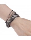 ALLYES wielowarstwowe skórzane bransoletki dla kobiet Femme 6 kolorów zapięcie magnetyczne Crystal Bohemian Double Wrap bransole