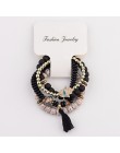 OIQUEI Vintage 4 sztuk/partia kobiety zestaw bransoletek czechy urok CZ ręcznie z kamienia naturalnego koraliki Tassel wisiorki 