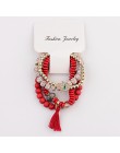 OIQUEI Vintage 4 sztuk/partia kobiety zestaw bransoletek czechy urok CZ ręcznie z kamienia naturalnego koraliki Tassel wisiorki 