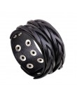 Modyle Vintage Punk Retro wielowarstwowe skórzane bransoletki męskie moda plecione ręcznie liny bransoletki i Bangles dla mężczy