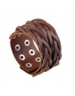 Modyle Vintage Punk Retro wielowarstwowe skórzane bransoletki męskie moda plecione ręcznie liny bransoletki i Bangles dla mężczy