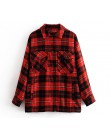 2020 jesienno-zimowa Plaid Oversize kurtki luźne codzienne kurtki Streetwear