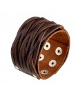 Modyle Vintage Punk Retro wielowarstwowe skórzane bransoletki męskie moda plecione ręcznie liny bransoletki i Bangles dla mężczy