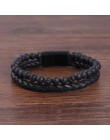 Moda biżuteria męska plecione skórzane bransoletki Tiger ee bransoletka z koralików czarne zapięcia magnetyczne ze stali nierdze