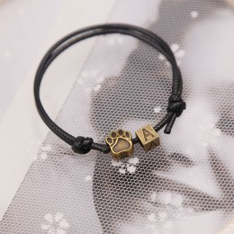 2019 nowe modne bransoletki dla kobiet i mężczyzn bransoletka Z literami A ~ Z i brązowe ślady Charm bransoletka Handmade Rope C