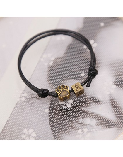 2019 nowe modne bransoletki dla kobiet i mężczyzn bransoletka Z literami A ~ Z i brązowe ślady Charm bransoletka Handmade Rope C