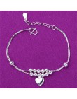 Regulowany 925 Sterling Silver Star serce uroku bransoletki i Bangle dla kobiet prezent ślubny Femme biżuteria A185