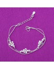 Regulowany 925 Sterling Silver Star serce uroku bransoletki i Bangle dla kobiet prezent ślubny Femme biżuteria A185