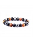 Naturalny czarny obsydian hematyt koraliki w kolorze tiger eye bransoletki mężczyzn dla magnetyczny ochrona zdrowia kobiety biżu