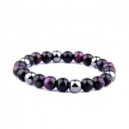 Naturalny czarny obsydian hematyt koraliki w kolorze tiger eye bransoletki mężczyzn dla magnetyczny ochrona zdrowia kobiety biżu