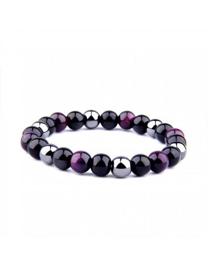 Naturalny czarny obsydian hematyt koraliki w kolorze tiger eye bransoletki mężczyzn dla magnetyczny ochrona zdrowia kobiety biżu