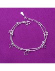 Regulowany 925 Sterling Silver Star serce uroku bransoletki i Bangle dla kobiet prezent ślubny Femme biżuteria A185