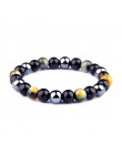 Naturalny czarny obsydian hematyt koraliki w kolorze tiger eye bransoletki mężczyzn dla magnetyczny ochrona zdrowia kobiety biżu