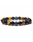 Naturalny czarny obsydian hematyt koraliki w kolorze tiger eye bransoletki mężczyzn dla magnetyczny ochrona zdrowia kobiety biżu