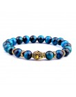 Moda AAA Royal Blue Tiger Eye męskie koraliki na bransoletkę z kamienia naturalnego budda Stretch Charm bransoletki dla kobiet m