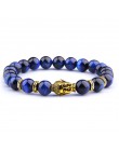 Moda AAA Royal Blue Tiger Eye męskie koraliki na bransoletkę z kamienia naturalnego budda Stretch Charm bransoletki dla kobiet m