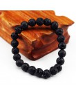 Bransoletka z paciorkami czakry mężczyzn 8mm z kamienia naturalnego Lava Rock tygrysie oko czarny onyks matowy Healing koraliki 
