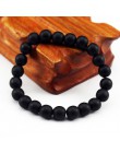 Bransoletka z paciorkami czakry mężczyzn 8mm z kamienia naturalnego Lava Rock tygrysie oko czarny onyks matowy Healing koraliki 