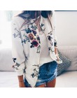 Drukuj Bomber Jacket Women Flowers Zipper Up płaszcz retro wiosna 2019 lato z długim rękawem podstawowe Plus rozmiar krótkie kur