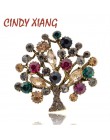 Cindy xiang kolorowe Rhinestone drzewo broszki dla kobiet 2 kolory dostępne moda w stylu Vintage elegancka broszka Pin płaszcz b