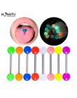 10 sztuk/zestaw Luminous Glow akrylowe pierścienie języka Stud sutek Piercing sztanga bary moda Punk biżuteria do ciała dla kobi