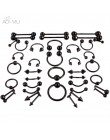 5 sztuk/partia czarny ze stali nierdzewnej brwi pępka brzuch wargi Labret Bar język kolczyk w nosie Tragus Ear piercing sztanga.