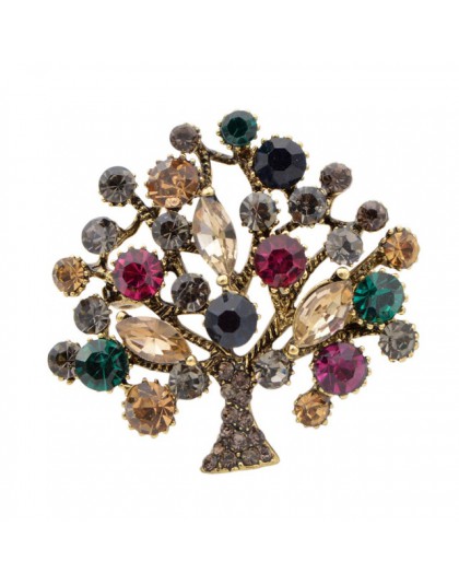 Cindy xiang kolorowe Rhinestone drzewo broszki dla kobiet 2 kolory dostępne moda w stylu Vintage elegancka broszka Pin płaszcz b