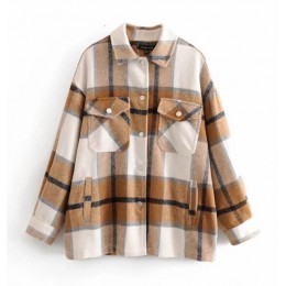 2020 jesienno-zimowa Plaid Oversize kurtki luźne codzienne kurtki Streetwear