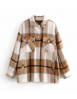 2020 jesienno-zimowa Plaid Oversize kurtki luźne codzienne kurtki Streetwear
