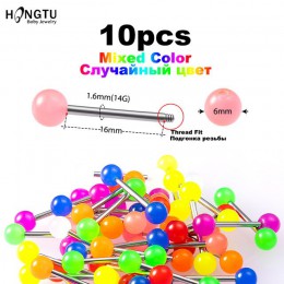 10 sztuk/zestaw Luminous Glow akrylowe pierścienie języka Stud sutek Piercing sztanga bary moda Punk biżuteria do ciała dla kobi