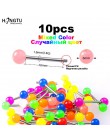 10 sztuk/zestaw Luminous Glow akrylowe pierścienie języka Stud sutek Piercing sztanga bary moda Punk biżuteria do ciała dla kobi