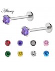 1pc stal chirurgiczna cyrkon Gem chrząstka ucha Tragus Helix Piercing Labret Lip szpilki pierścień wewnętrznie wątek 16g biżuter