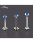 1pc stal chirurgiczna cyrkon Gem chrząstka ucha Tragus Helix Piercing Labret Lip szpilki pierścień wewnętrznie wątek 16g biżuter