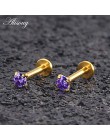 1pc stal chirurgiczna cyrkon Gem chrząstka ucha Tragus Helix Piercing Labret Lip szpilki pierścień wewnętrznie wątek 16g biżuter