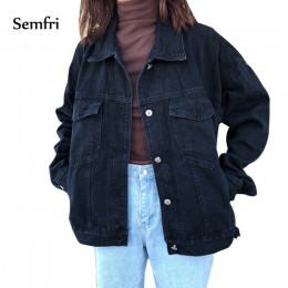 Kurtka Semfri kobiety czarna kurtka dżinsowa zimowe dżinsy płaszcz Casual Harajuku Streetwear kobiece dżinsy Vintage płaszcz Dro
