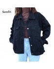 Kurtka Semfri kobiety czarna kurtka dżinsowa zimowe dżinsy płaszcz Casual Harajuku Streetwear kobiece dżinsy Vintage płaszcz Dro
