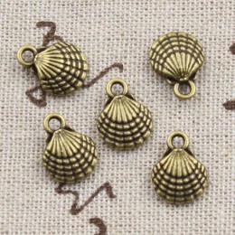10szt Charms dwustronna urocza muszla 13x10mm antyczne wykonanie wisiorek fit, Vintage tybetański brąz, ręcznie robiona biżuteri