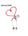 Blucome miedzi Love Heart stetoskop broszki dla kobiet mężczyzn lekarz pielęgniarka medyczne broszka przypinany kołnierz odznaka