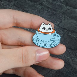 Niebieski pin kot kawy szkielet puchar czajniczek ryby przypinka do klapy fala deszcz chmura lodowiec Cartoon broszka emaliowana