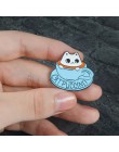 Niebieski pin kot kawy szkielet puchar czajniczek ryby przypinka do klapy fala deszcz chmura lodowiec Cartoon broszka emaliowana