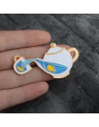 Niebieski pin kot kawy szkielet puchar czajniczek ryby przypinka do klapy fala deszcz chmura lodowiec Cartoon broszka emaliowana