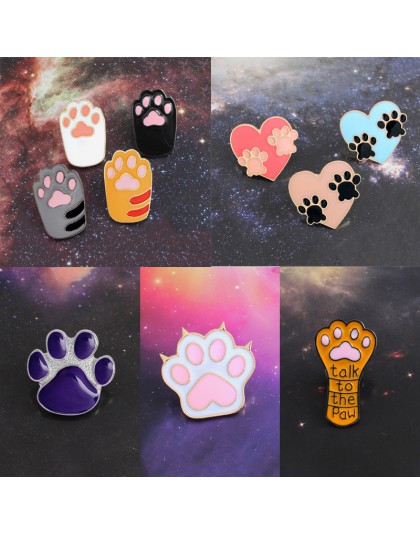 Dog Cat Claw Series broszka Cute Toe Bean Team serce Paw Print porozmawiaj z łapą emalia Pin plecak denim Badge prezenty dla prz