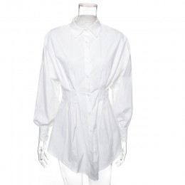 Elegancki biały koszula sukienka kobiety zasznurować TShirt sukienka Mini krótkie jesienne sukienki Streetwear odzież zimowa kob