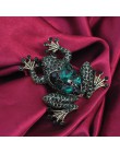CINDY XIANG Crystal Frog broszki dla kobiet kolor zielony broszka ze zwierzęciem luksusowa biżuteria w stylu Vintage akcesoria d
