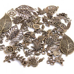 20 sztuk w stylu Vintage Metal Mix rozmiar/styl liść kwiat Charms roślin wisiorek dla tworzenia biżuterii ręcznie robiona biżute