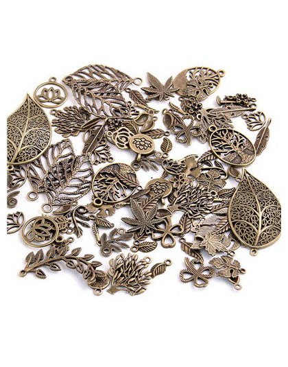20 sztuk w stylu Vintage Metal Mix rozmiar/styl liść kwiat Charms roślin wisiorek dla tworzenia biżuterii ręcznie robiona biżute