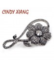 Cindy xiang Rhinestone broszki z czarnym kwiatem dla kobiet w stylu Vintage elegancka duża broszka Pin płaszcz zimowy sweter bro