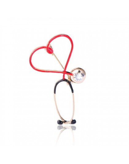 Blucome miedzi Love Heart stetoskop broszki dla kobiet mężczyzn lekarz pielęgniarka medyczne broszka przypinany kołnierz odznaka